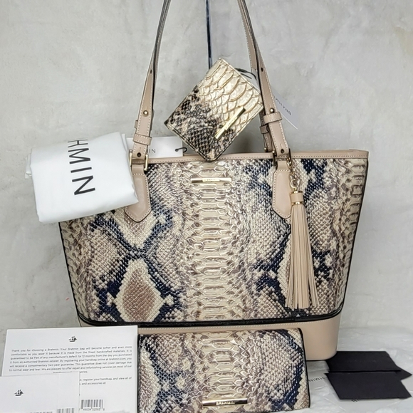 Brahmin 3 SET Italian Leather PURSE BAG Handbag Wallet AUTHENTICITY GUARANTEE - Picture 13 of 16